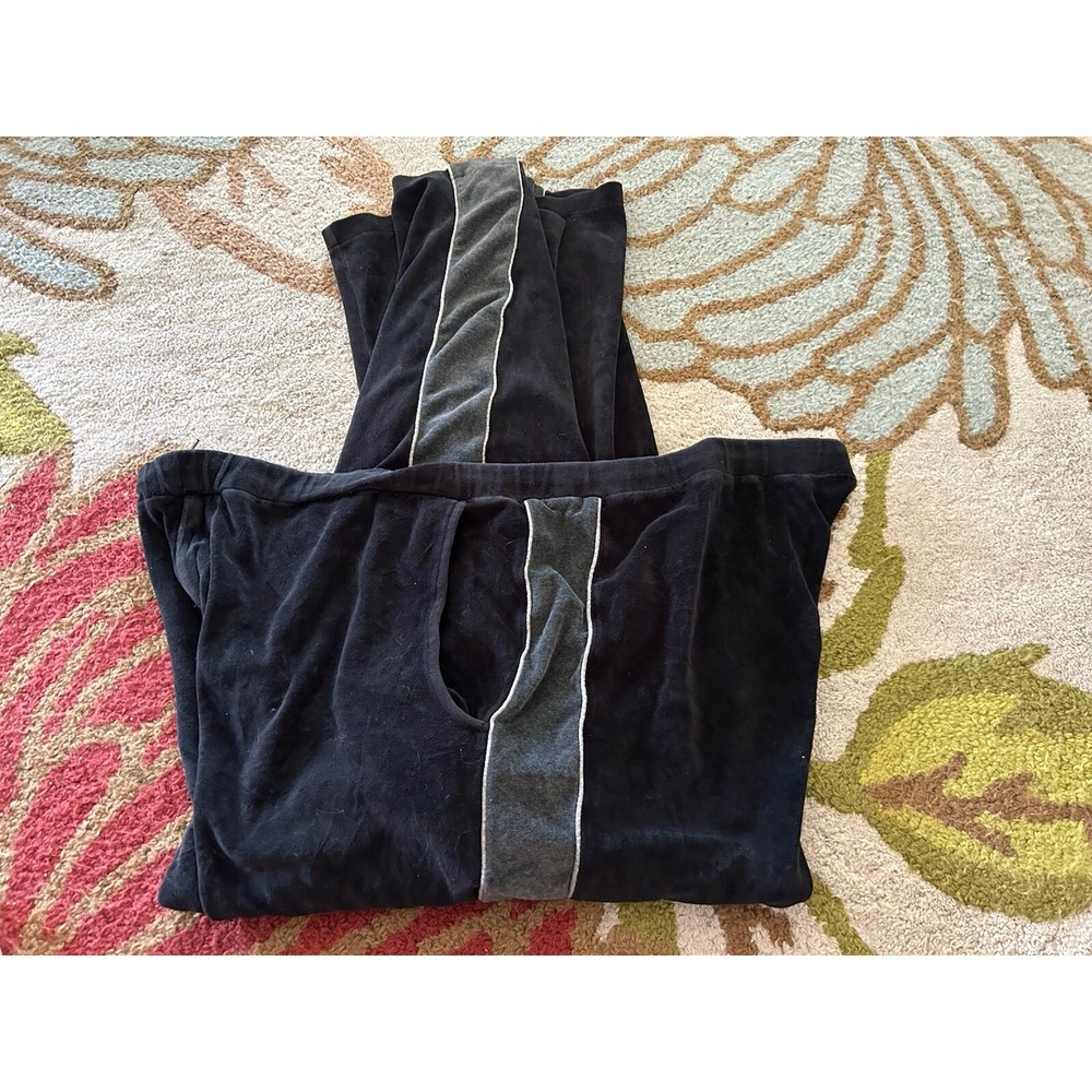 Vtg Stacy Adams Black Silver velour track Leisure Pants 3XL Men's